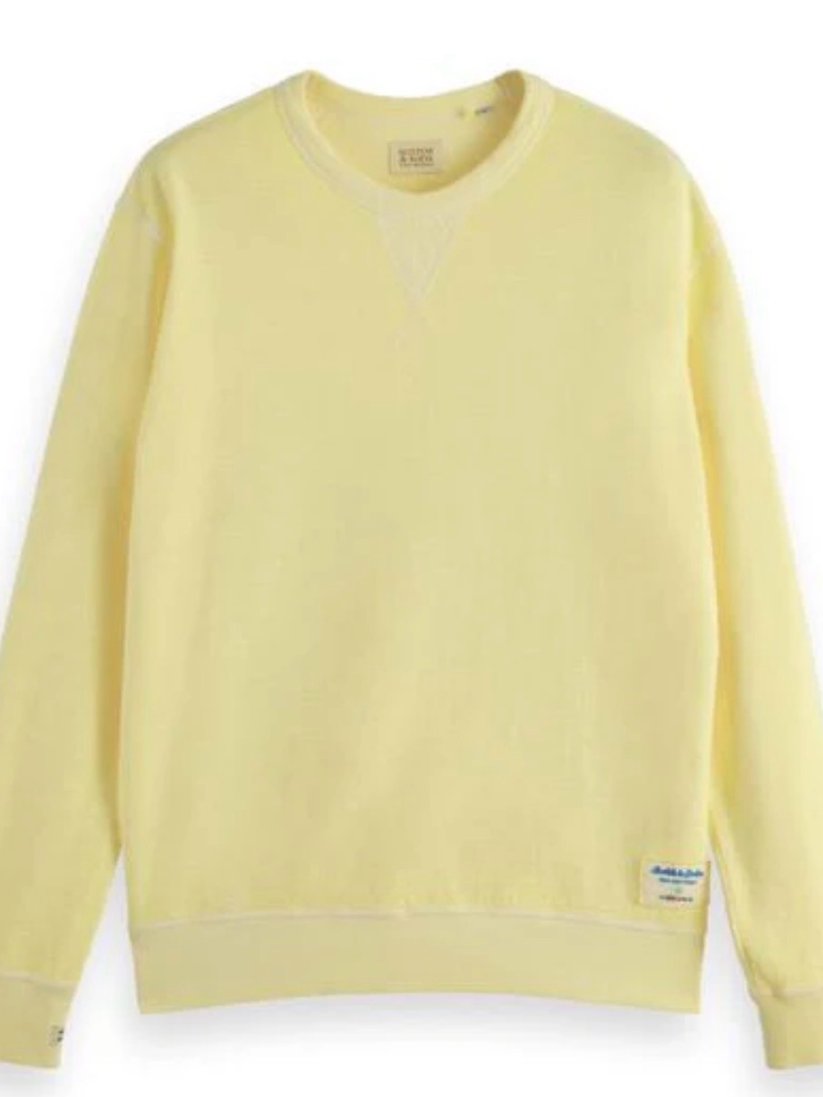 Scotch And Soda Garment Dyed Crewneck- Daffodil